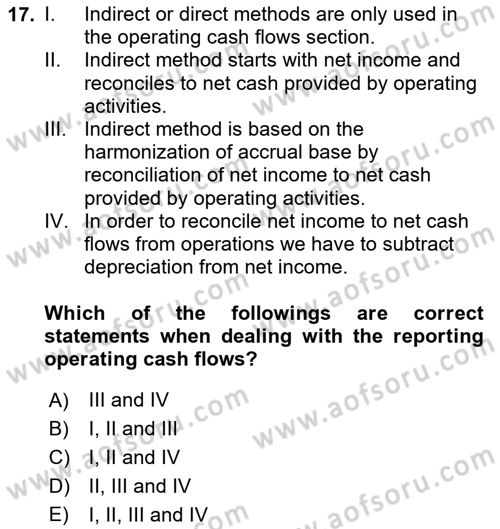 Accounting 2 Dersi 2024 - 2025 Yılı Yaz Okulu Sınav Soruları 17. Soru
