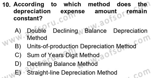 Accounting 2 Dersi 2025 - 2026 Yılı (Vize) Ara Sınav Soruları 10. Soru