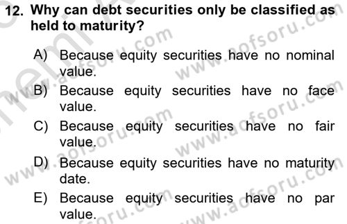 Accounting 2 Dersi 2025 - 2026 Yılı (Vize) Ara Sınav Soruları 12. Soru