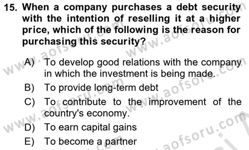 Accounting 2 Dersi 2025 - 2026 Yılı (Vize) Ara Sınav Soruları 15. Soru