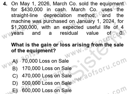 Accounting 2 Dersi 2025 - 2026 Yılı (Vize) Ara Sınav Soruları 4. Soru