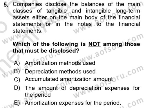 Accounting 2 Dersi 2025 - 2026 Yılı (Vize) Ara Sınav Soruları 5. Soru