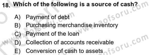 Accounting 2 Dersi 2025 - 2026 Yılı (Final) Dönem Sonu Sınav Soruları 18. Soru