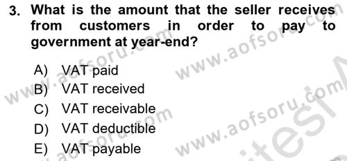 Accounting 2 Dersi 2025 - 2026 Yılı (Final) Dönem Sonu Sınav Soruları 3. Soru