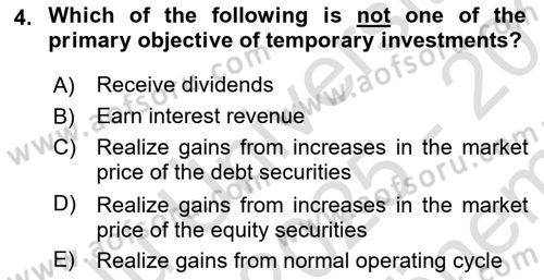 Accounting 2 Dersi 2025 - 2026 Yılı (Final) Dönem Sonu Sınav Soruları 4. Soru