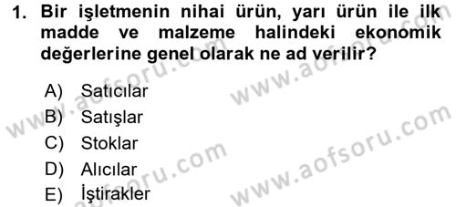 Maliyet Muhasebesi Dersi 2017 - 2018 Yılı 3 Ders Sınav Soruları 1. Soru