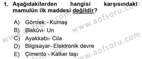 Maliyet Muhasebesi Dersi 2024 - 2025 Yılı (Vize) Ara Sınav Soruları 1. Soru