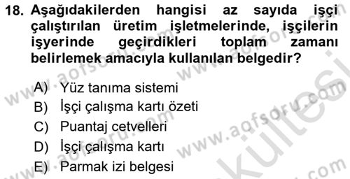 Maliyet Muhasebesi Dersi 2025 - 2026 Yılı (Vize) Ara Sınav Soruları 18. Soru