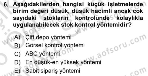 Maliyet Muhasebesi Dersi 2025 - 2026 Yılı (Vize) Ara Sınav Soruları 6. Soru