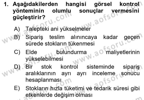 Maliyet Muhasebesi Dersi 2025 - 2026 Yılı (Final) Dönem Sonu Sınav Soruları 1. Soru