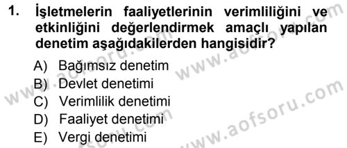 Muhasebe Denetimi ve Mali Analiz Dersi 2012 - 2013 Yılı (Vize) Ara Sınav Soruları 1. Soru