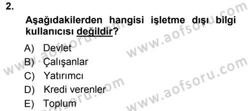 Muhasebe Denetimi ve Mali Analiz Dersi 2012 - 2013 Yılı (Vize) Ara Sınav Soruları 2. Soru