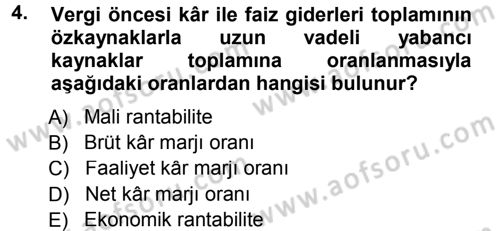Muhasebe Denetimi ve Mali Analiz Dersi 2012 - 2013 Yılı (Final) Dönem Sonu Sınav Soruları 4. Soru