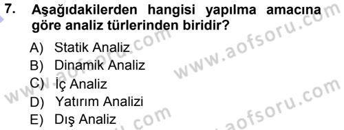 Muhasebe Denetimi ve Mali Analiz Dersi 2012 - 2013 Yılı (Final) Dönem Sonu Sınav Soruları 7. Soru