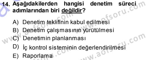 Muhasebe Denetimi ve Mali Analiz Dersi 2013 - 2014 Yılı (Vize) Ara Sınav Soruları 14. Soru