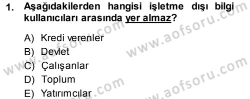 Muhasebe Denetimi ve Mali Analiz Dersi 2013 - 2014 Yılı (Final) Dönem Sonu Sınav Soruları 1. Soru