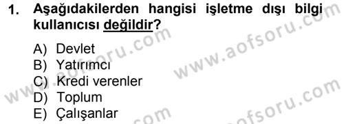 Muhasebe Denetimi ve Mali Analiz Dersi 2013 - 2014 Yılı Tek Ders Sınav Soruları 1. Soru
