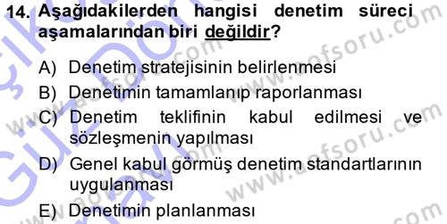 Muhasebe Denetimi ve Mali Analiz Dersi 2014 - 2015 Yılı (Vize) Ara Sınav Soruları 14. Soru