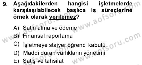 Muhasebe Denetimi ve Mali Analiz Dersi 2014 - 2015 Yılı (Vize) Ara Sınav Soruları 9. Soru