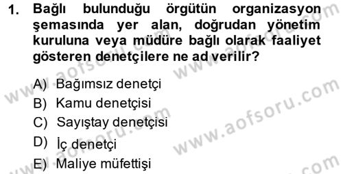 Muhasebe Denetimi ve Mali Analiz Dersi 2014 - 2015 Yılı (Final) Dönem Sonu Sınav Soruları 1. Soru