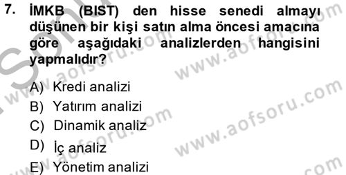 Muhasebe Denetimi ve Mali Analiz Dersi 2014 - 2015 Yılı (Final) Dönem Sonu Sınav Soruları 7. Soru