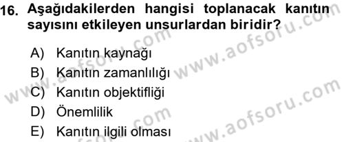 Muhasebe Denetimi ve Mali Analiz Dersi 2015 - 2016 Yılı (Vize) Ara Sınav Soruları 16. Soru
