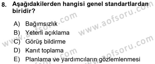 Muhasebe Denetimi ve Mali Analiz Dersi 2015 - 2016 Yılı (Vize) Ara Sınav Soruları 8. Soru