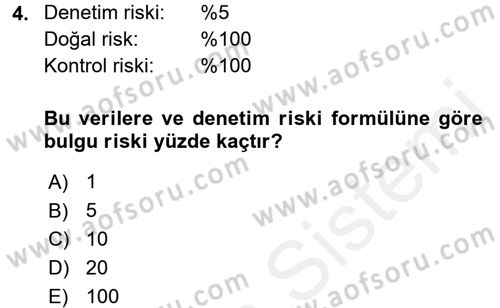 Muhasebe Denetimi ve Mali Analiz Dersi 2015 - 2016 Yılı Tek Ders Sınav Soruları 4. Soru