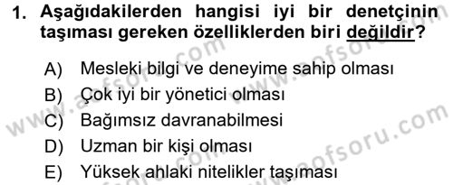 Muhasebe Denetimi ve Mali Analiz Dersi 2016 - 2017 Yılı 3 Ders Sınav Soruları 1. Soru