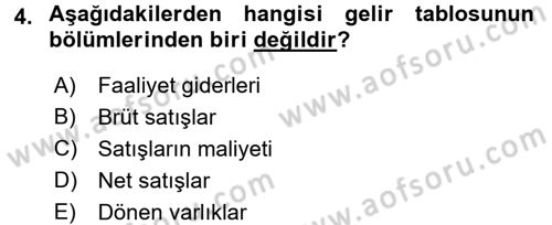 Muhasebe Denetimi ve Mali Analiz Dersi 2016 - 2017 Yılı 3 Ders Sınav Soruları 4. Soru