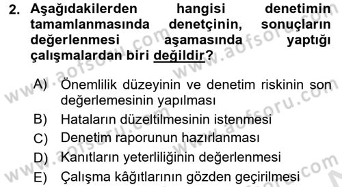 Muhasebe Denetimi ve Mali Analiz Dersi 2016 - 2017 Yılı (Vize) Ara Sınav Soruları 2. Soru