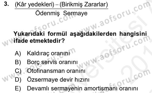 Muhasebe Denetimi ve Mali Analiz Dersi 2016 - 2017 Yılı (Final) Dönem Sonu Sınav Soruları 3. Soru
