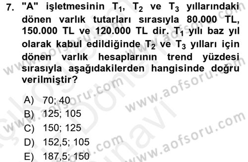 Muhasebe Denetimi ve Mali Analiz Dersi 2016 - 2017 Yılı (Final) Dönem Sonu Sınav Soruları 7. Soru