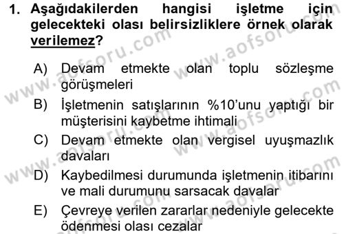 Muhasebe Denetimi ve Mali Analiz Dersi 2017 - 2018 Yılı (Vize) Ara Sınav Soruları 1. Soru