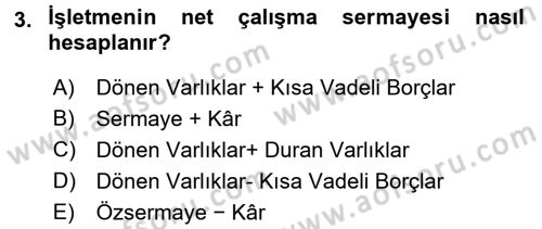 Muhasebe Denetimi ve Mali Analiz Dersi 2017 - 2018 Yılı (Final) Dönem Sonu Sınav Soruları 3. Soru