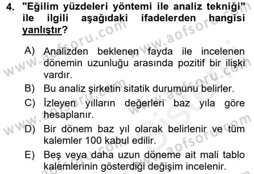 Muhasebe Denetimi ve Mali Analiz Dersi 2017 - 2018 Yılı (Final) Dönem Sonu Sınav Soruları 4. Soru
