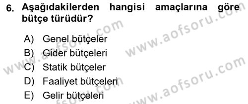 Maliyet Ve Yönetim Muhasebesi Dersi 2021 - 2022 Yılı (Final) Dönem Sonu Sınav Soruları 6. Soru