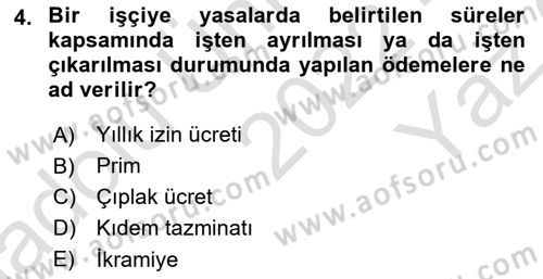 Maliyet Ve Yönetim Muhasebesi Dersi 2022 - 2023 Yılı Yaz Okulu Sınav Soruları 4. Soru