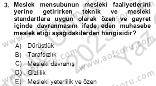 Maliyet Ve Yönetim Muhasebesi Dersi 2023 - 2024 Yılı Yaz Okulu Sınav Soruları 3. Soru