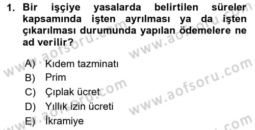 Maliyet Ve Yönetim Muhasebesi Dersi Ara Sınavı Deneme Sınav Soruları 1. Soru