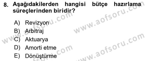 Maliyet Ve Yönetim Muhasebesi Dersi 2025 - 2026 Yılı (Final) Dönem Sonu Sınav Soruları 8. Soru