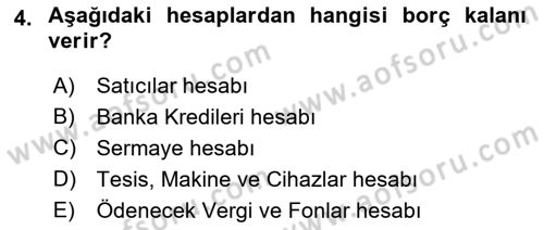 Havacılık İşletmelerinde Muhasebe Uygulamaları Dersi 2018 - 2019 Yılı 3 Ders Sınav Soruları 4. Soru