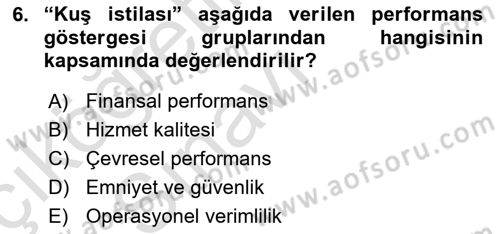 Havacılık İşletmelerinde Muhasebe Uygulamaları Dersi 2018 - 2019 Yılı 3 Ders Sınav Soruları 6. Soru