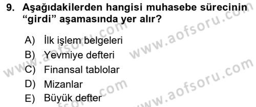 Havacılık İşletmelerinde Muhasebe Uygulamaları Dersi 2018 - 2019 Yılı (Vize) Ara Sınav Soruları 9. Soru