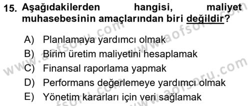 Havacılık İşletmelerinde Muhasebe Uygulamaları Dersi 2018 - 2019 Yılı (Final) Dönem Sonu Sınav Soruları 15. Soru