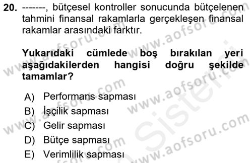 Havacılık İşletmelerinde Muhasebe Uygulamaları Dersi 2018 - 2019 Yılı (Final) Dönem Sonu Sınav Soruları 20. Soru