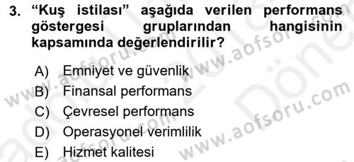 Havacılık İşletmelerinde Muhasebe Uygulamaları Dersi 2018 - 2019 Yılı (Final) Dönem Sonu Sınav Soruları 3. Soru