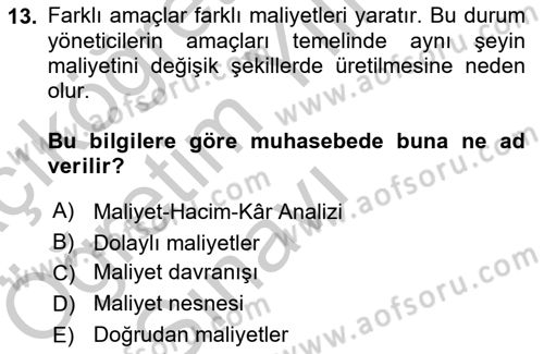 Havacılık İşletmelerinde Muhasebe Uygulamaları Dersi 2018 - 2019 Yılı Yaz Okulu Sınav Soruları 13. Soru