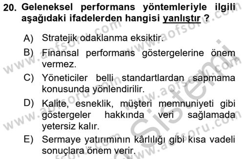Havacılık İşletmelerinde Muhasebe Uygulamaları Dersi 2018 - 2019 Yılı Yaz Okulu Sınav Soruları 20. Soru