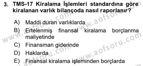 Havacılık İşletmelerinde Muhasebe Uygulamaları Dersi 2018 - 2019 Yılı Yaz Okulu Sınav Soruları 3. Soru